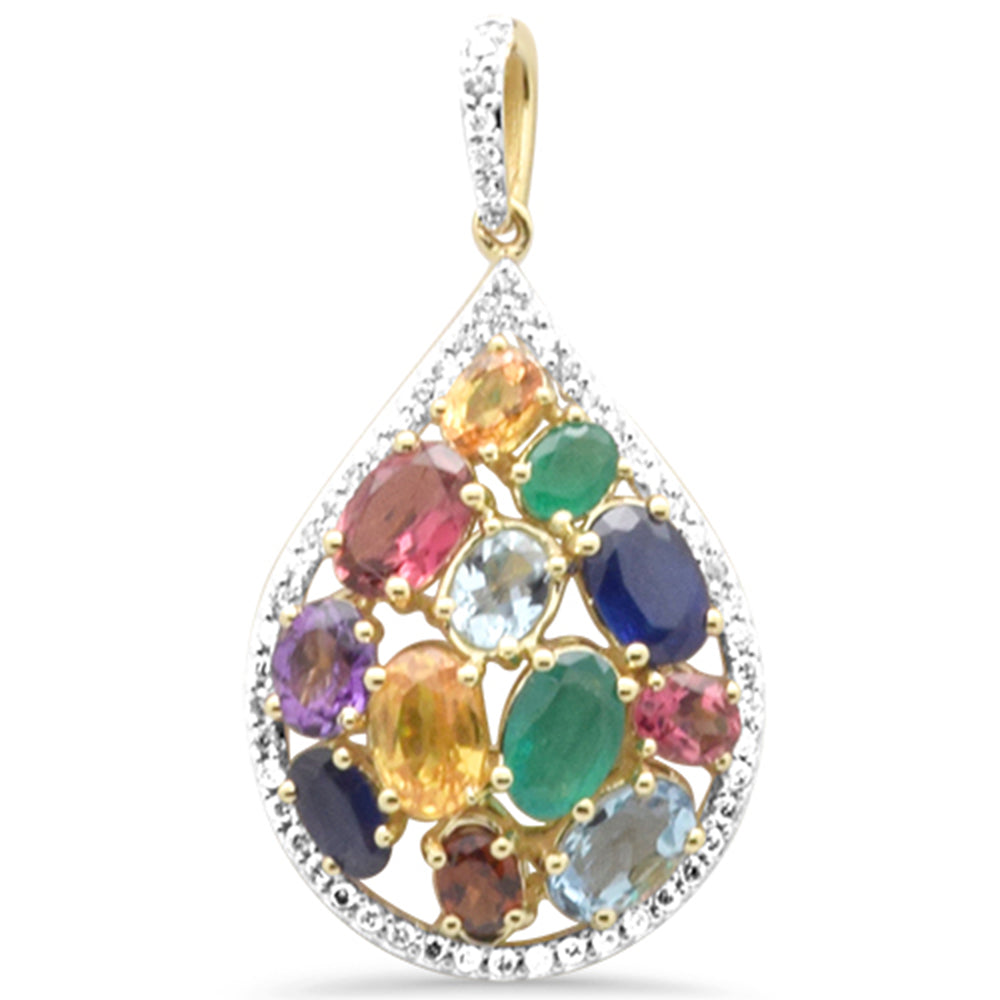 SPECIAL! 4.50ct G SI 14K Yellow Gold Multi Color Gemstones Pendant NO Chain