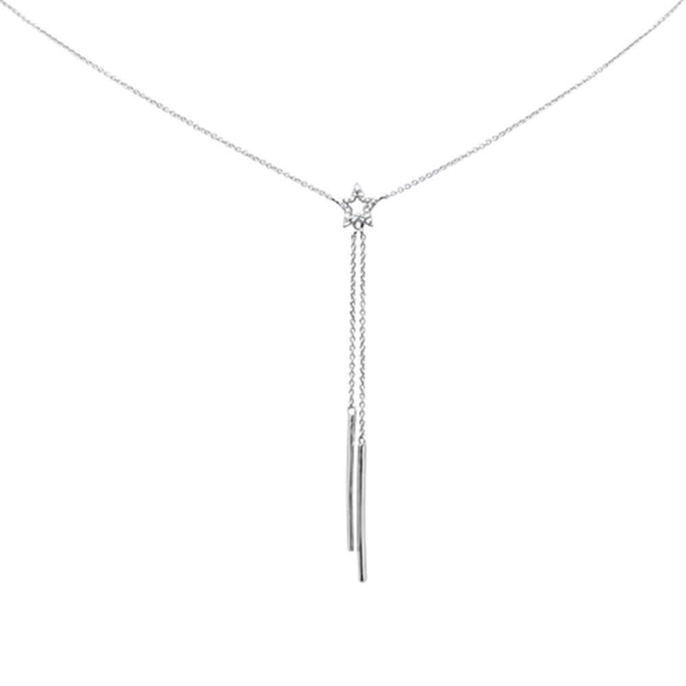 ''SPECIAL! .05ct G SI 14K White Gold DIAMOND Line Pendant Necklace 16+2'''' Long''