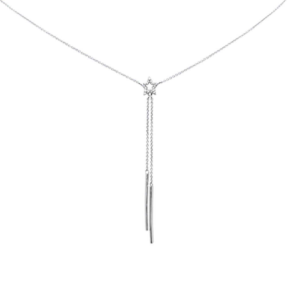 ''SPECIAL! .05ct G SI 14K White GOLD Diamond Line Pendant Necklace 16+2'''' Long''