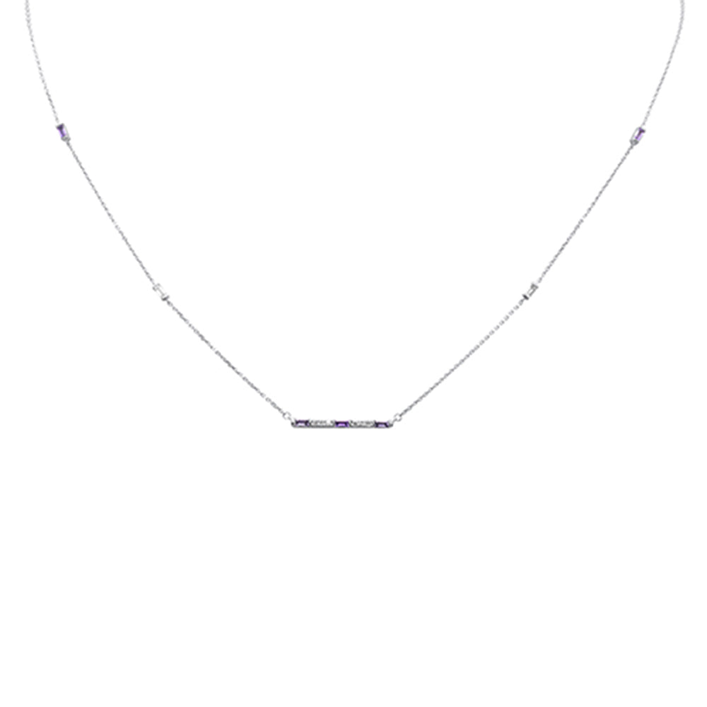 ''SPECIAL! .62ct G SI 14K White GOLD Diamond Multi Color Gemstone Sideways Bar Necklace 20'''' Long''