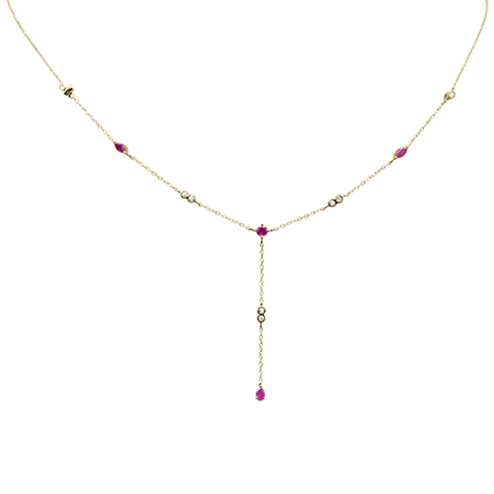 ''SPECIAL!.89ct G SI 14K Yellow GOLD Diamond & Ruby Gemstone Pendant Necklace 16+2'''' Long''