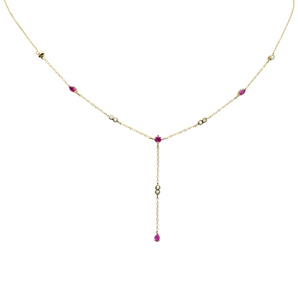 ''SPECIAL!.89ct G SI 14K Yellow Gold Diamond & Ruby Gemstone PENDANT Necklace 16+2'''' Long''