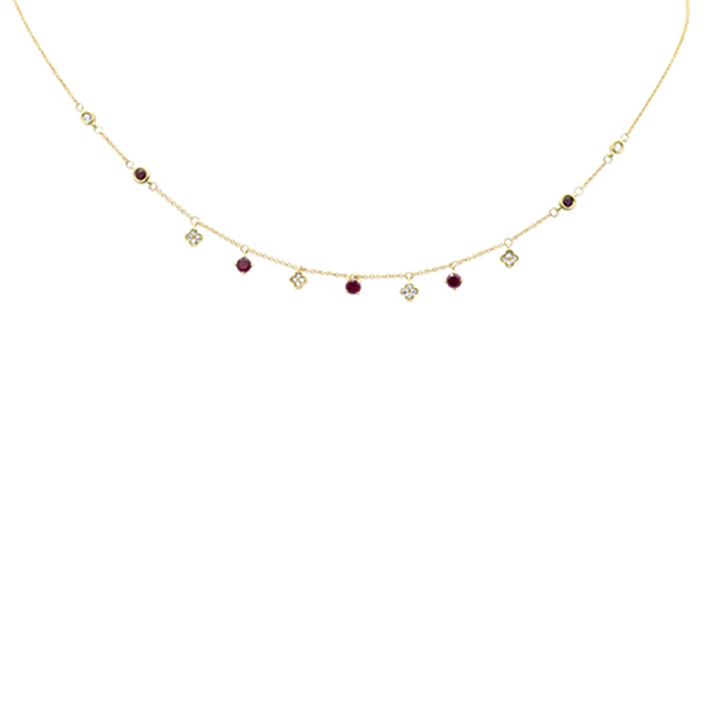 ''SPECIAL!.82ct G SI 14K Yellow Gold DIAMOND & Ruby Gemstone Pendant Necklace 16+2'''' Long''