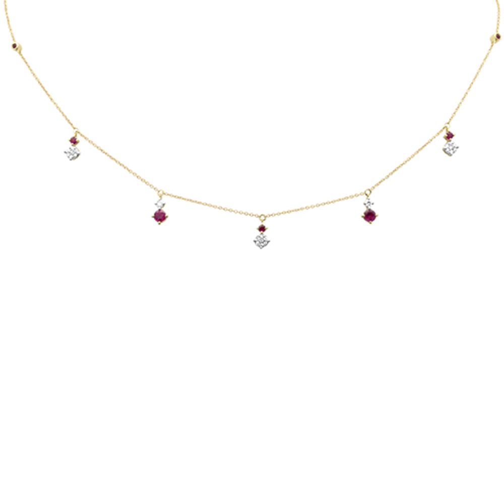 ''SPECIAL!.90ct G SI 14K Yellow GOLD Diamond & Ruby Gemstone Pendant Necklace 16+2'''' Long''