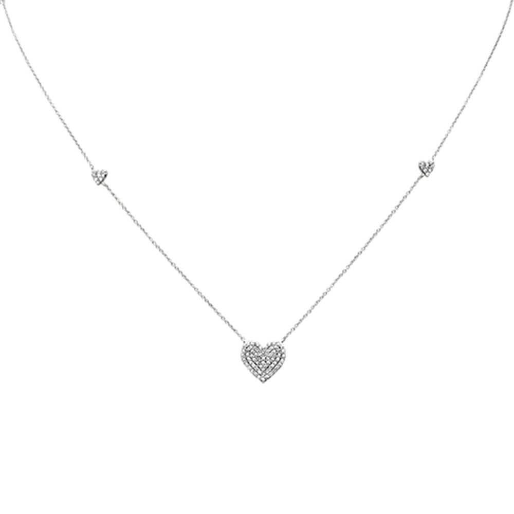 ''SPECIAL!.46ct G SI 14K White GOLD Diamond Heart Shaped Pendant Necklace 18'''' Long''