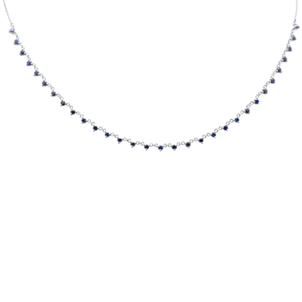 ''SPECIAL!2.75ct G SI 14K White GOLD & Diamond Blue Sapphire Gemstone Pendant Necklace 16+2'''' Long''