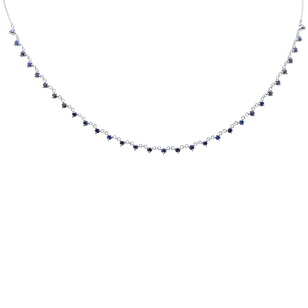 ''SPECIAL!2.75ct G SI 14K White Gold & DIAMOND Blue Sapphire Gemstone Pendant Necklace 16+2'''' Long''