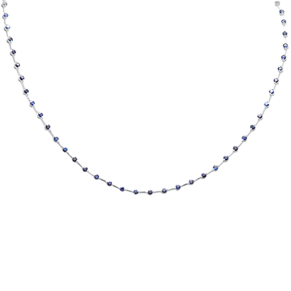 ''SPECIAL!3.72ct G SI 14K White Gold Blue Sapphire Gemstone Pendant NECKLACE 16'''' Long''