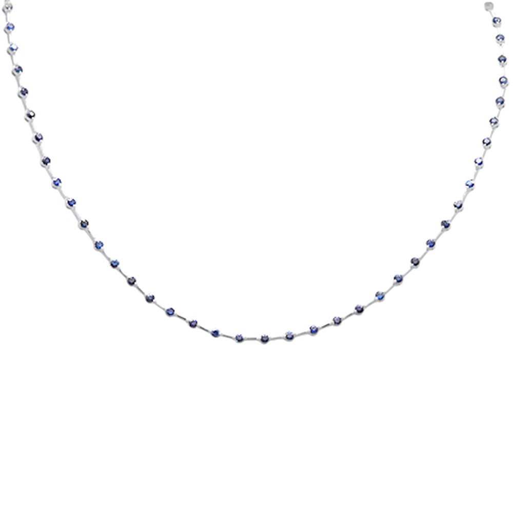 ''SPECIAL!3.72ct G SI 14K White Gold Blue Sapphire Gemstone PENDANT Necklace 16'''' Long''