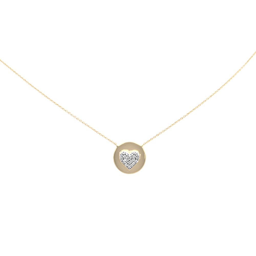 ''SPECIAL!.22ct G SI 14K Yellow Gold Diamond Round Shaped Heart Pendant NECKLACE 16+2'''' Long''