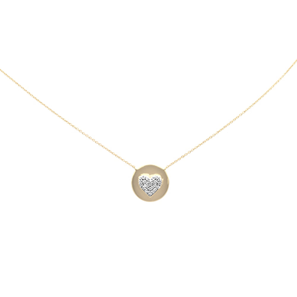 ''SPECIAL!.22ct G SI 14K Yellow GOLD Diamond Round Shaped Heart Pendant Necklace 16+2'''' Long''