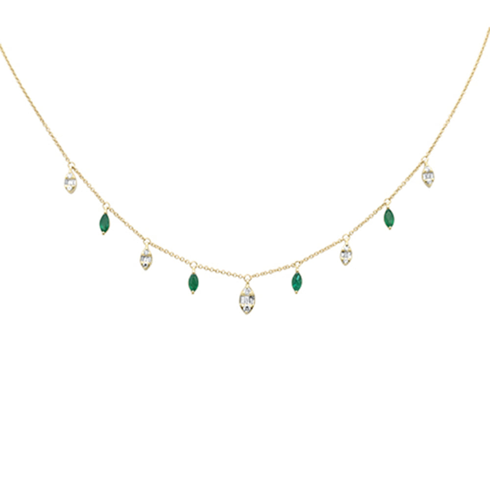 ''SPECIAL!.83ct G SI 14K Yellow Gold Diamond & Emerald Gemstone PENDANT Necklace  16+2'''' Long''