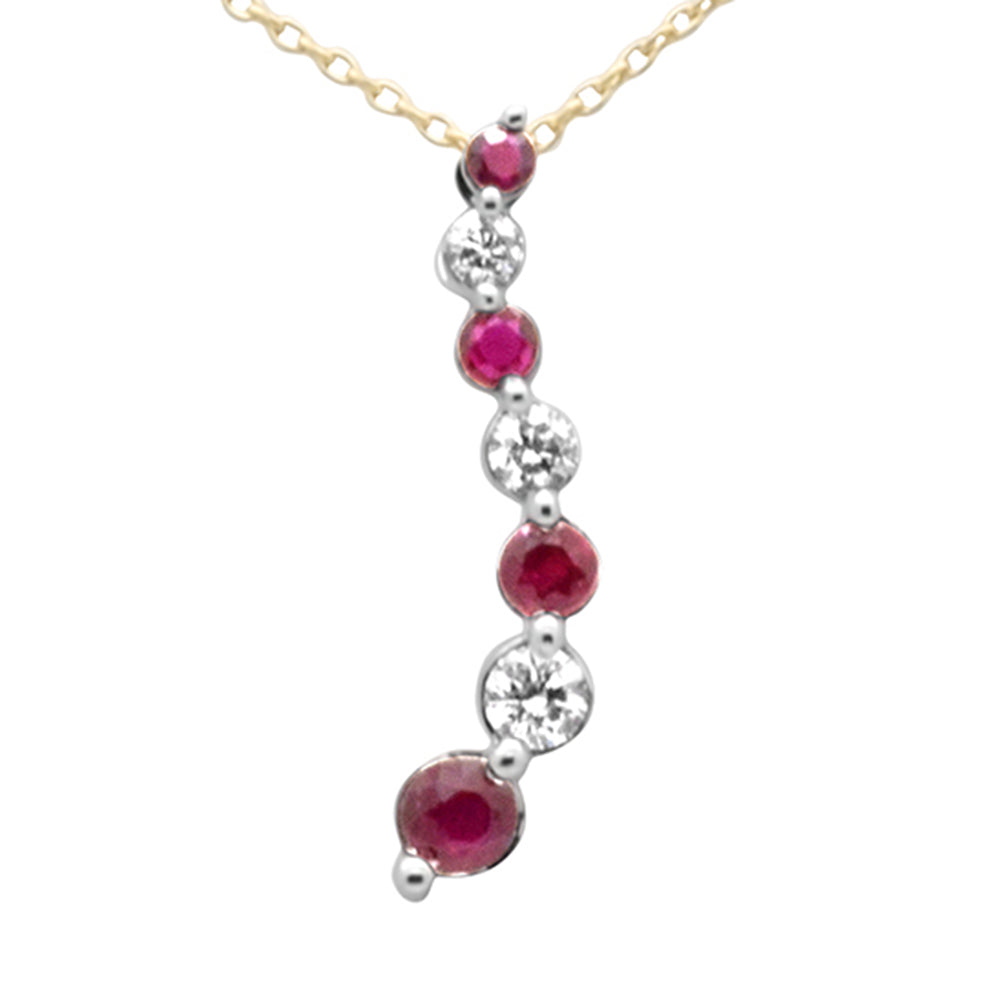 ''SPECIAL!.59ct G SI 14K Yellow Gold Diamond Ruby Gemstone Journey PENDANT Necklace 18'''' Long Chain''