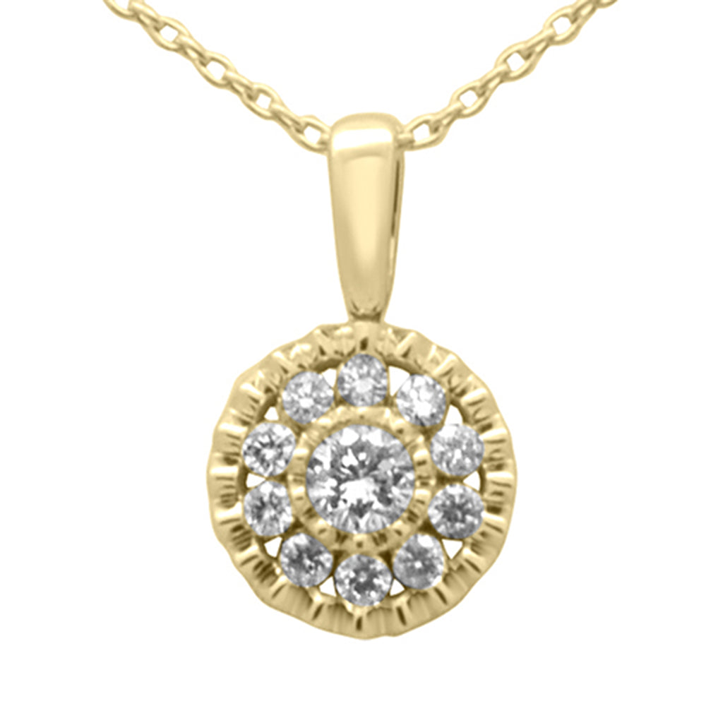 ''SPECIAL!.25ct G SI 14K Yellow Gold DIAMOND Round Shaped Pendant Necklace 18'''' Long Chain''