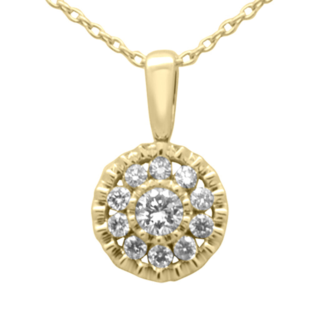 ''SPECIAL!.25ct G SI 14K Yellow GOLD Diamond Round Shaped Pendant Necklace 18'''' Long Chain''