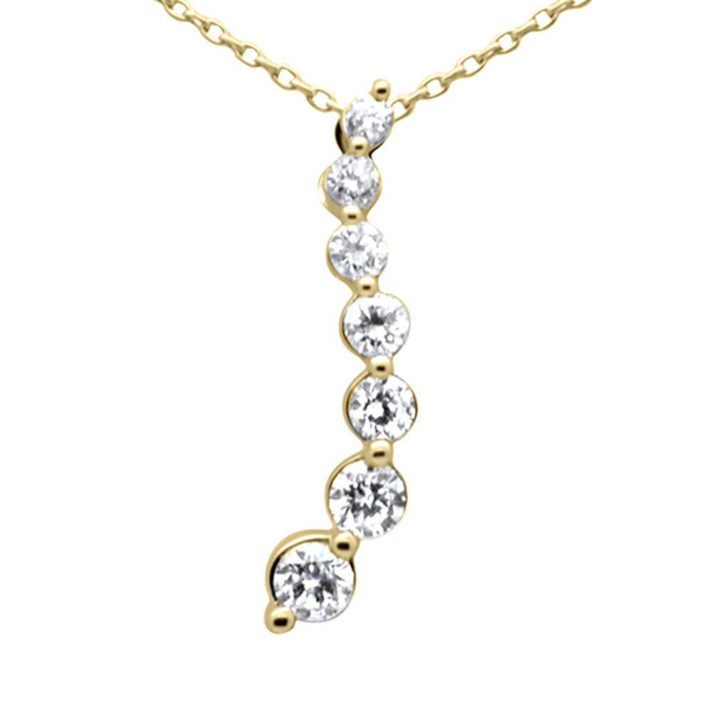 ''SPECIAL! .48ct G SI 14K Yellow GOLD Diamond Drop Journey Pendant Necklace 18'''' Long Chain''