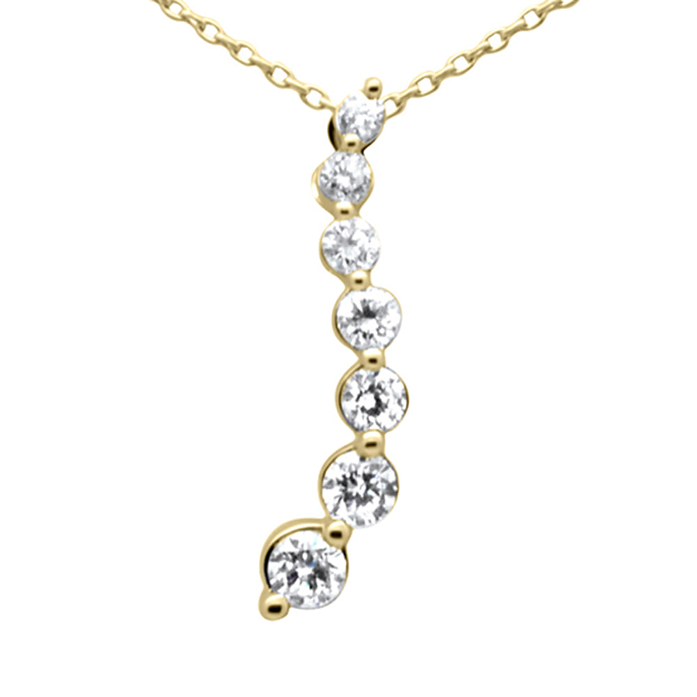 ''SPECIAL! .48ct G SI 14K Yellow Gold Diamond Drop Journey PENDANT Necklace 18'''' Long Chain''