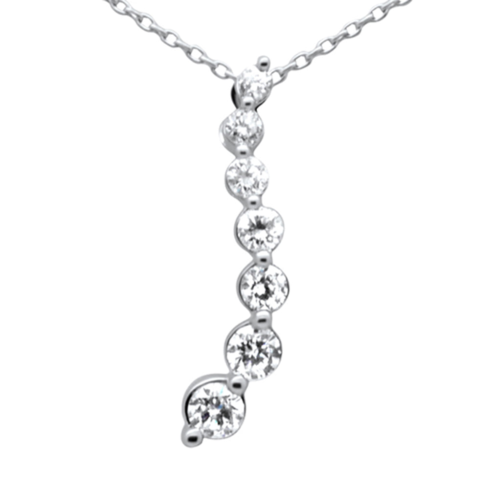 ''SPECIAL! .48ct G SI 14K White Gold Diamond Drop Journey Pendant NECKLACE 18'''' Long Chain''