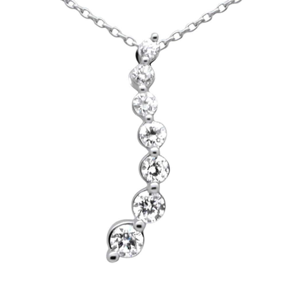 ''SPECIAL! .48ct G SI 14K White Gold Diamond Drop Journey PENDANT Necklace 18'''' Long Chain''