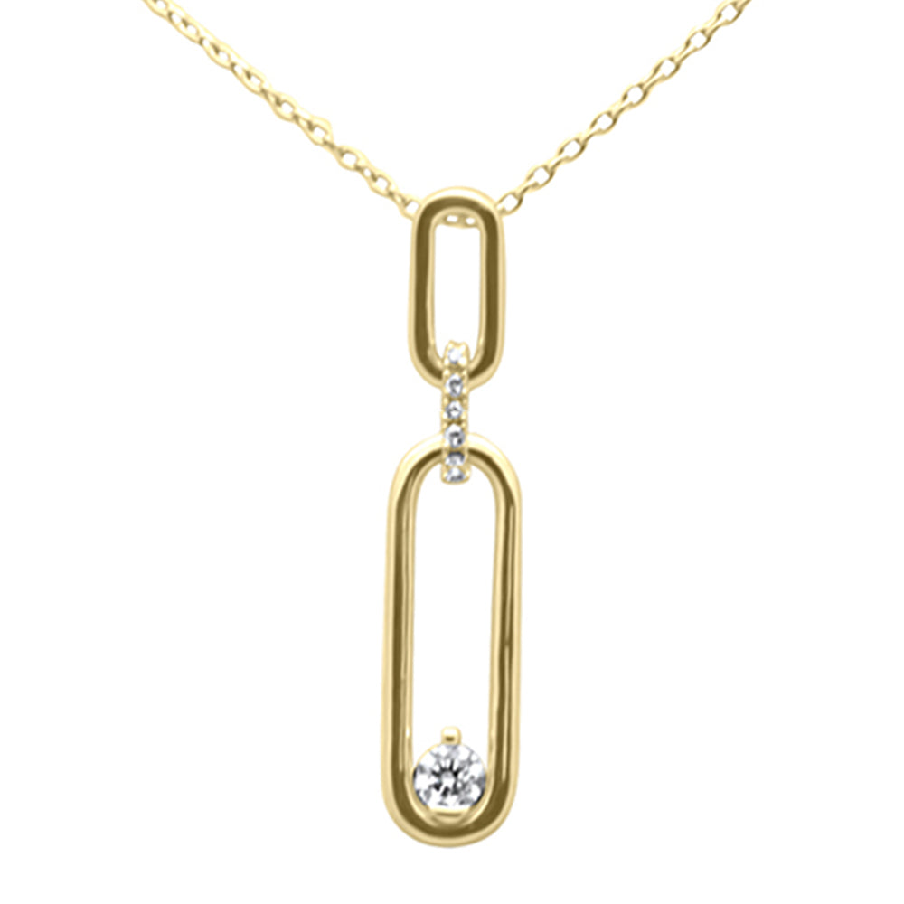 ''SPECIAL! .10ct G SI 14K Yellow Gold DIAMOND Link Pendant Necklace 18'''' Long Chain''