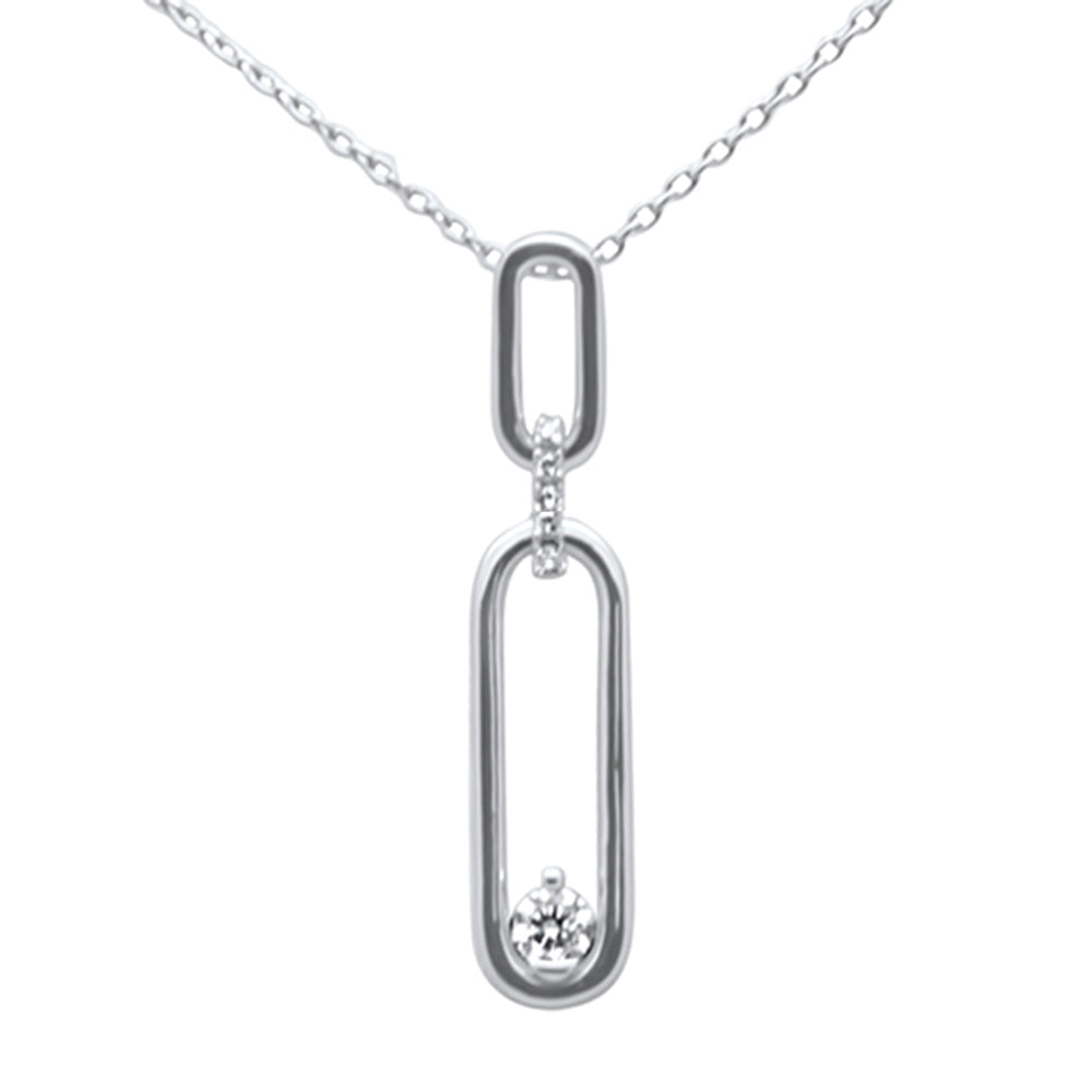 ''SPECIAL! .10ct G SI 14K White GOLD Diamond Link Pendant Necklace 18'''' Long Chain''