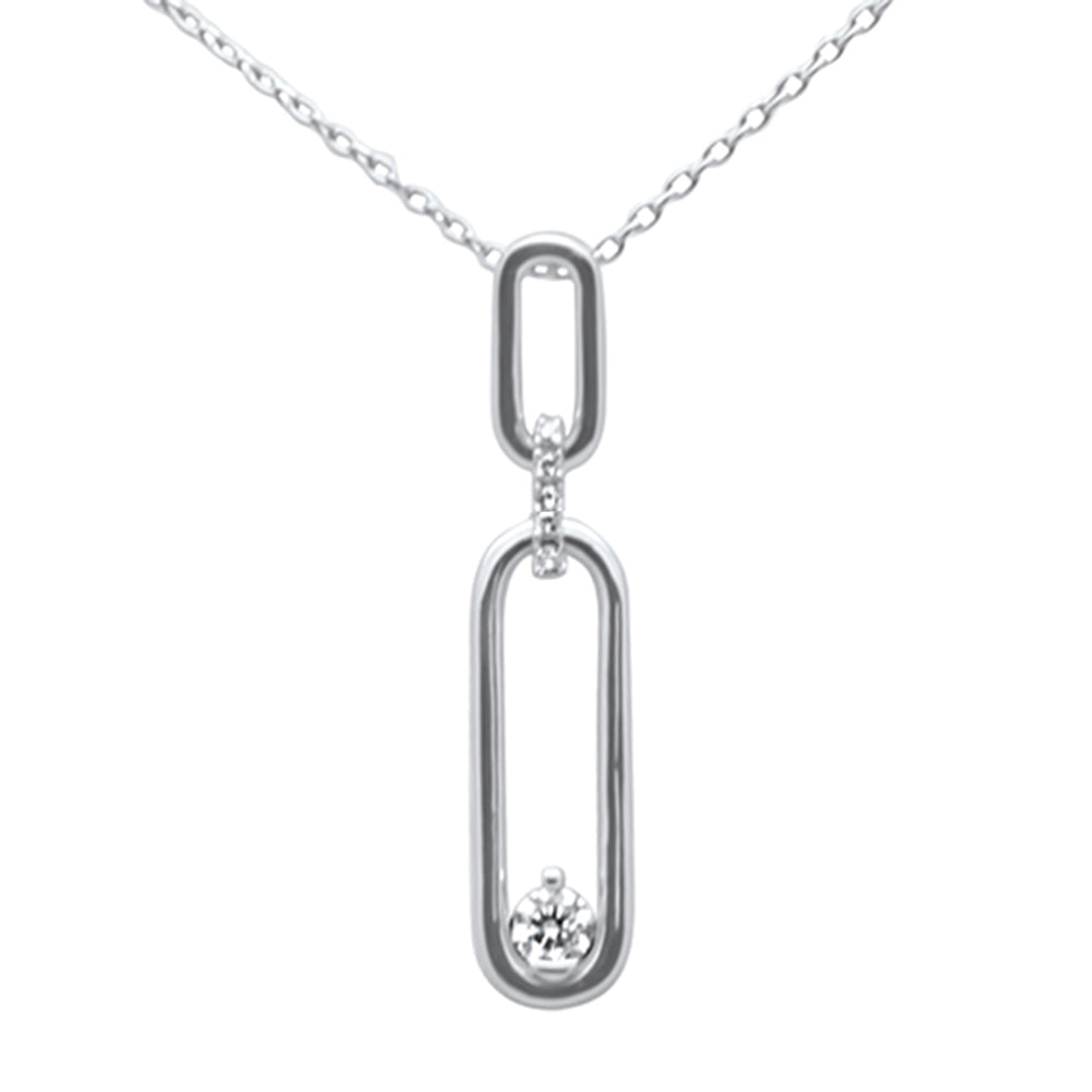 ''SPECIAL! .10ct G SI 14K White Gold DIAMOND Link Pendant Necklace 18'''' Long Chain''