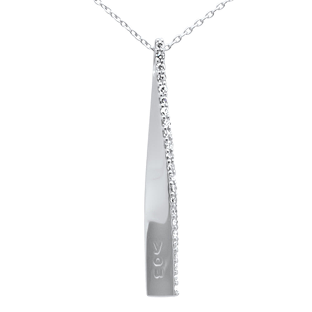 ''SPECIAL!.16ct G SI 14K White Gold DIAMOND ''''Love You'''' Engraved Pendant Necklace 18'''' Long Chain''