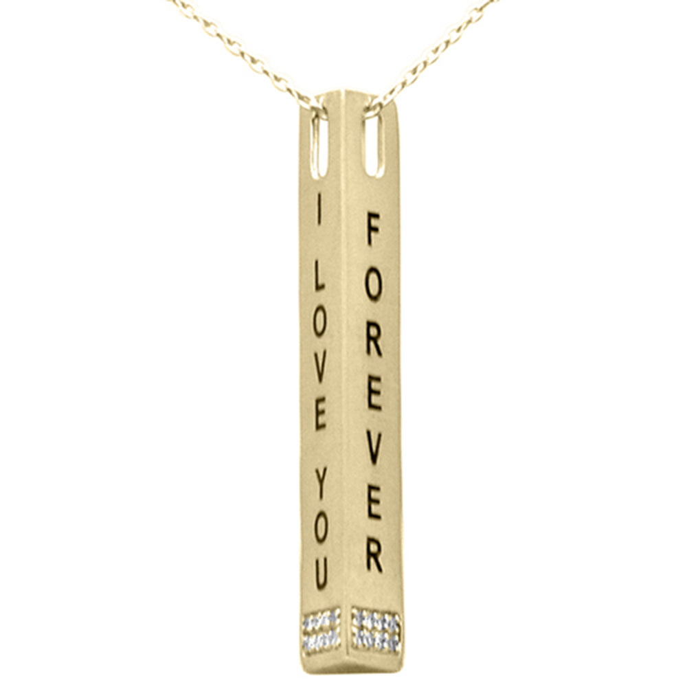 ''SPECIAL!.08ct G SI 14K Yellow Gold Diamond ''''I Love You Forever'''' Engraved PENDANT Necklace 18'''' Lo