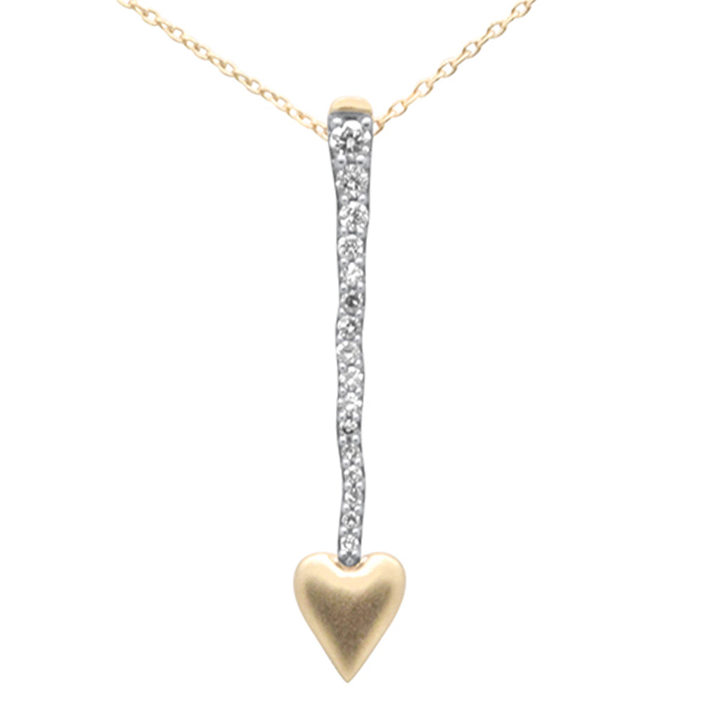 ''SPECIAL! .16ct G SI 14K Yellow Gold DIAMOND Heart Arrow Pendant Necklace 18'''' Long Chain''