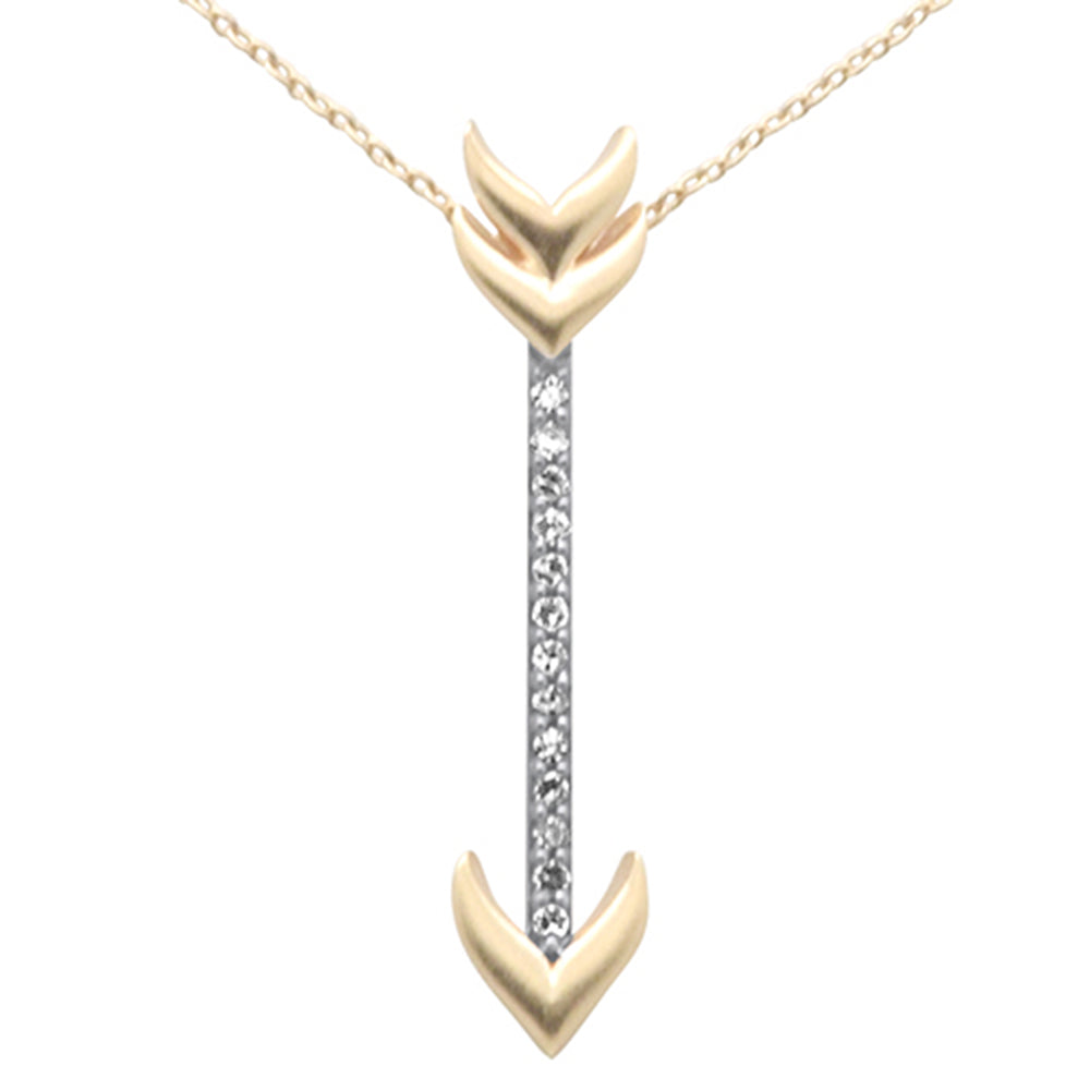 ''.10ct G SI 14K Yellow Gold Diamond Arrow PENDANT Necklace 18'''' Long Chain''