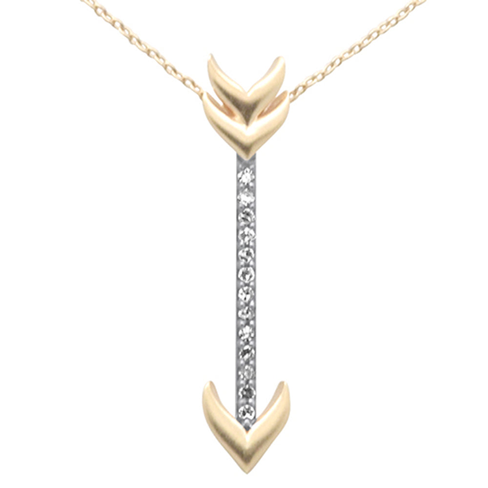 ''.10ct G SI 14K Yellow Gold DIAMOND Arrow Pendant Necklace 18'''' Long Chain''