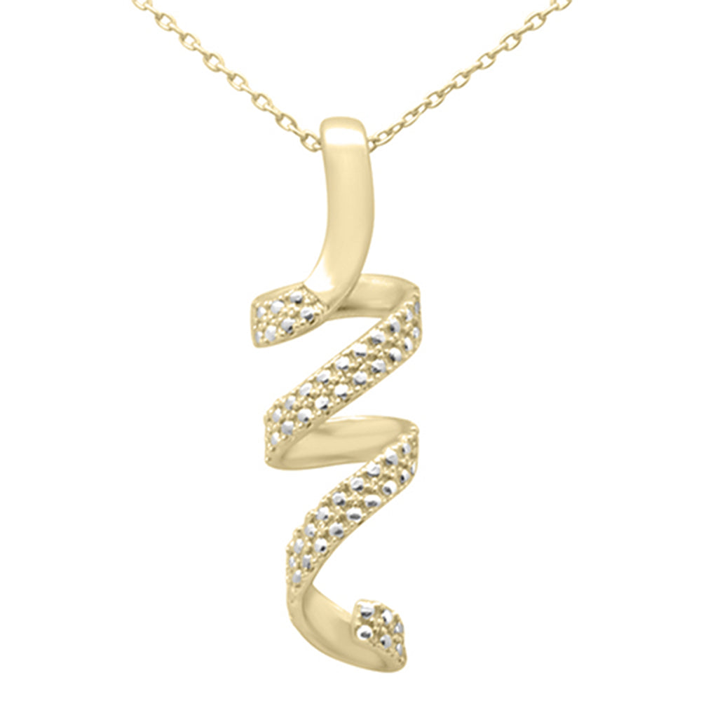 ''SPECIAL!.25ct G SI 14K Yellow Gold Diamond Swirl PENDANT Necklace 18'''' Long Chain''