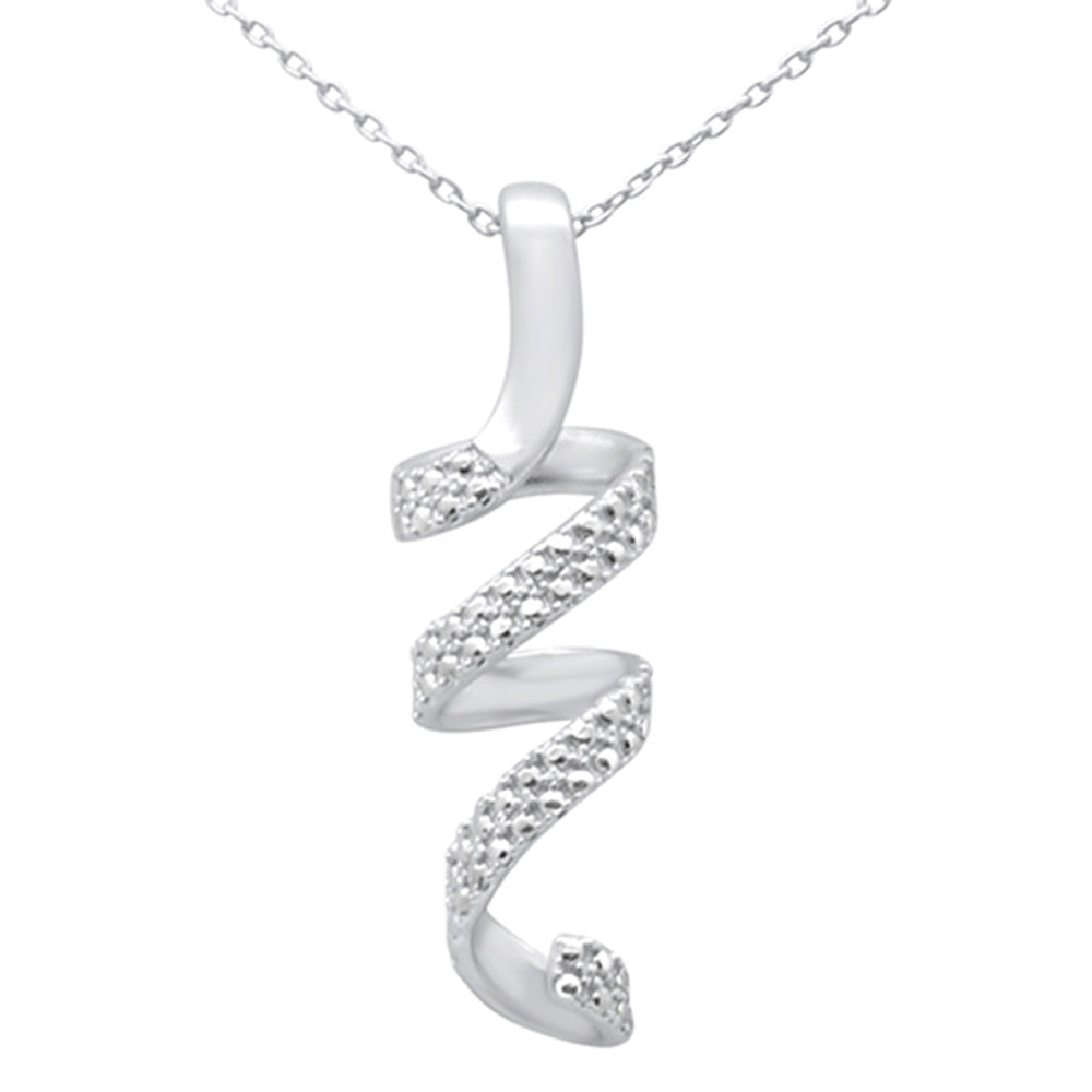 ''SPECIAL!.25ct G SI 14K White Gold Diamond Swirl PENDANT Necklace 18'''' Long Chain''