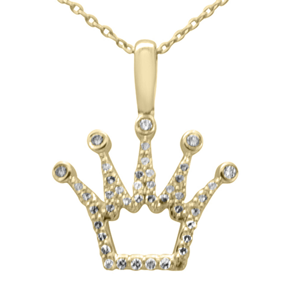 ''SPECIAL!.25ct G SI 14K Yellow Gold Diamond Crown PENDANT Necklace 18'''' Long Chain''