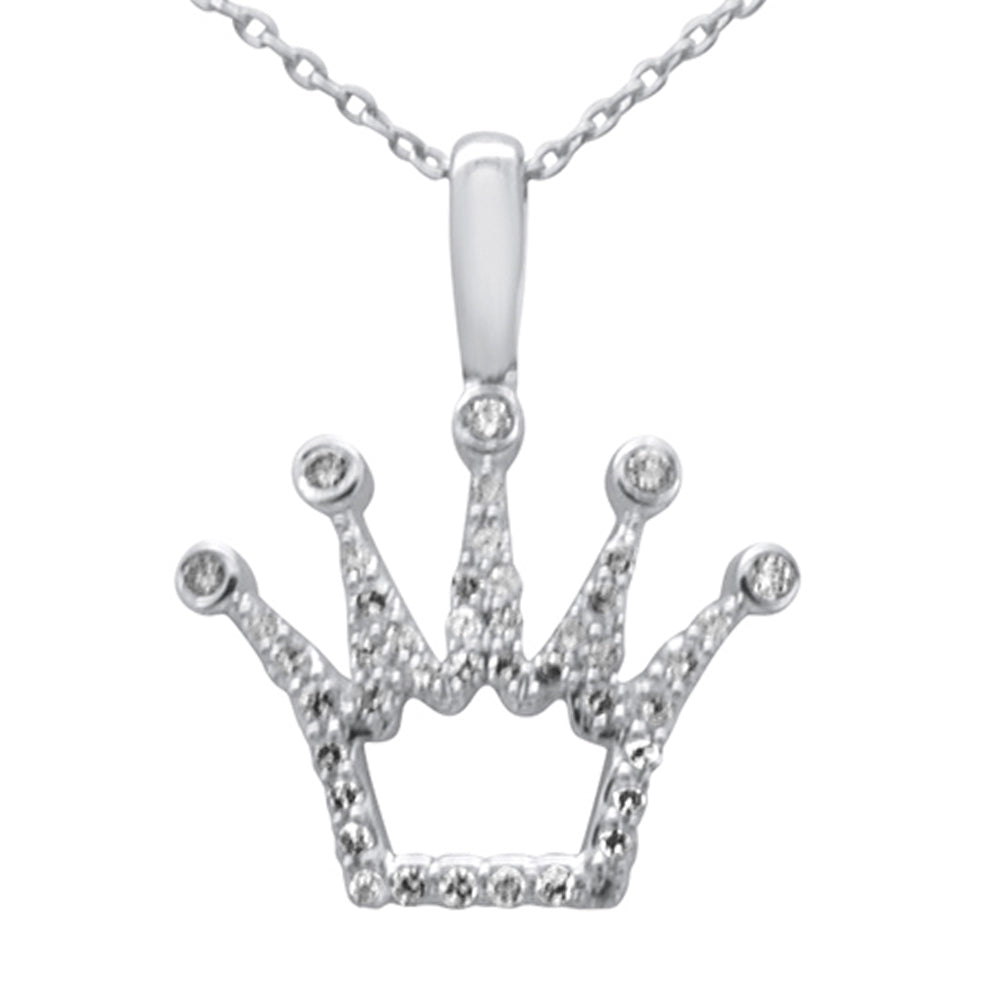 ''SPECIAL!.25ct G SI 14K White Gold Diamond Crown PENDANT Necklace 18'''' Long Chain''