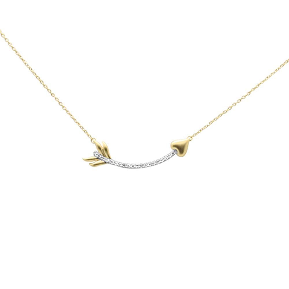 ''.10ct G SI 14K Yellow Gold Diamond Arrow Pendant NECKLACE 18'''' Long Chain''