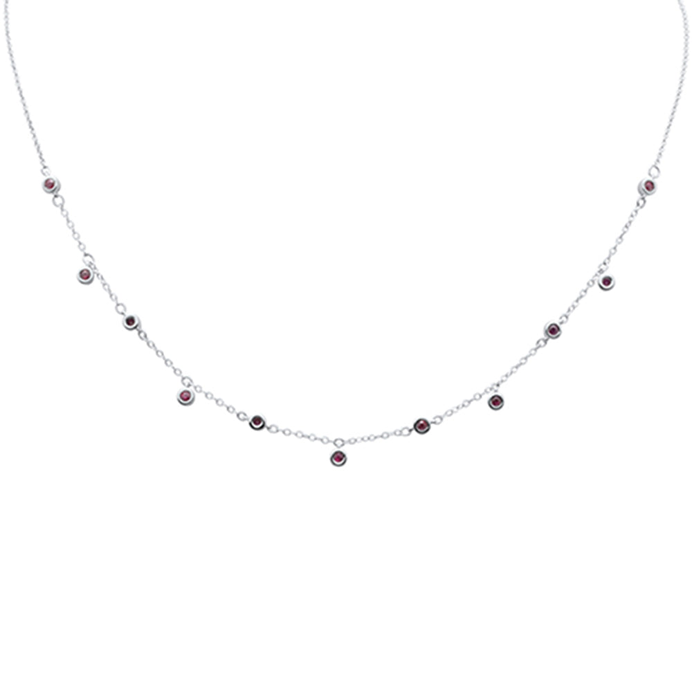 ''SPECIAL! .36ct G SI 14K White GOLD Diamond Ruby Gemstones Pendant Necklace 16+2'''' Ext Long''