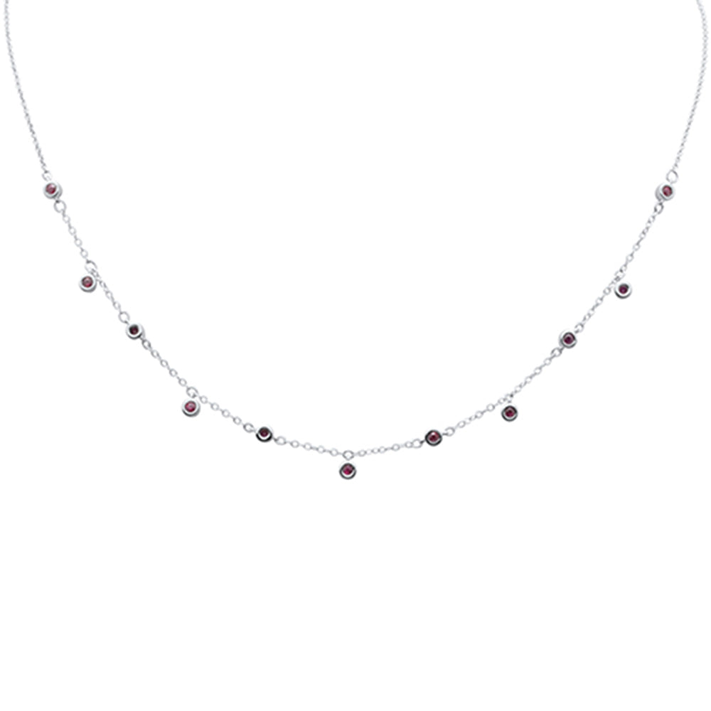 ''SPECIAL! .36ct G SI 14K White Gold DIAMOND Ruby Gemstones Pendant Necklace 16+2'''' Ext Long''