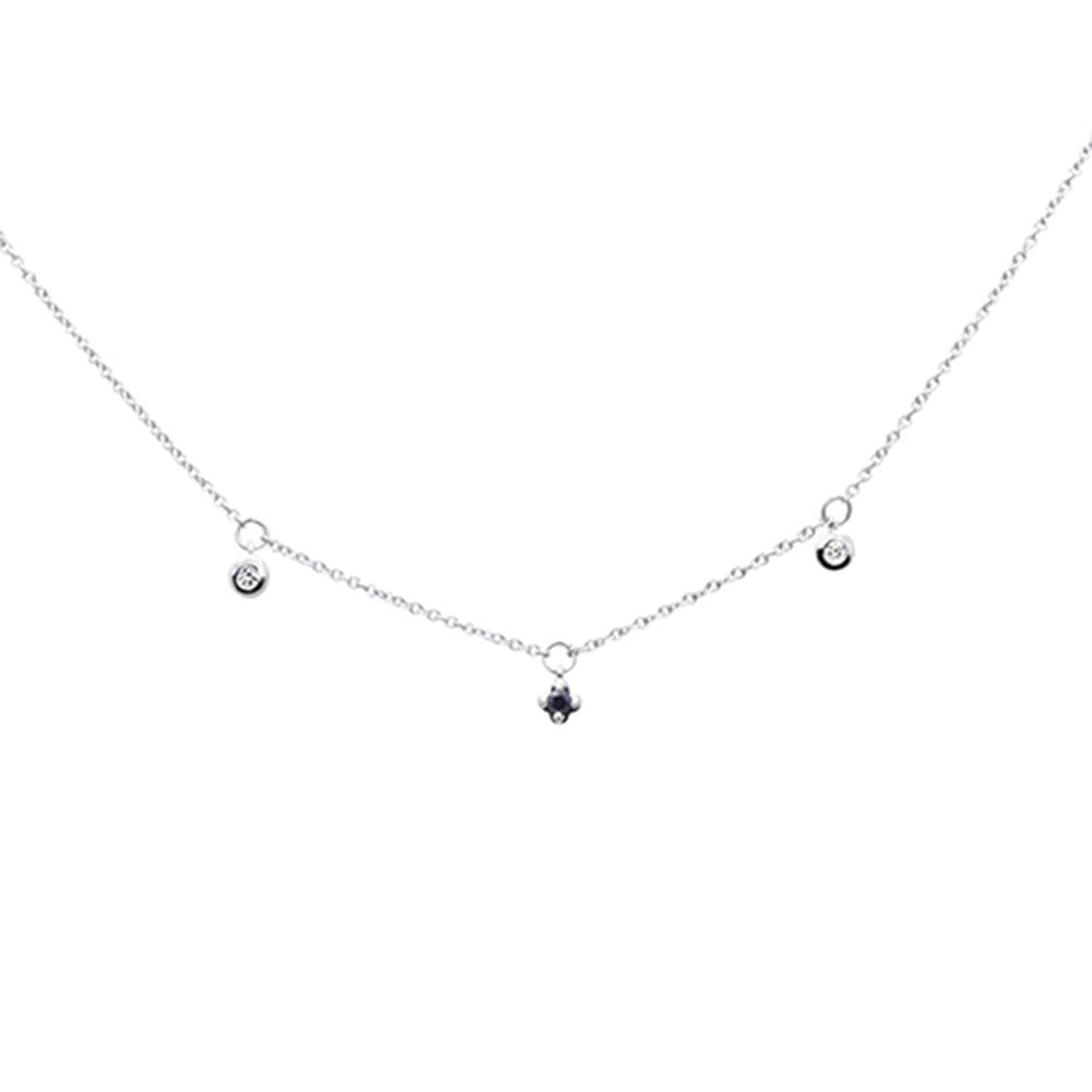 ''.10ct G SI 14K White Gold DIAMOND Blue Sapphire Gemstones Pendant Necklace 16'''' Long''