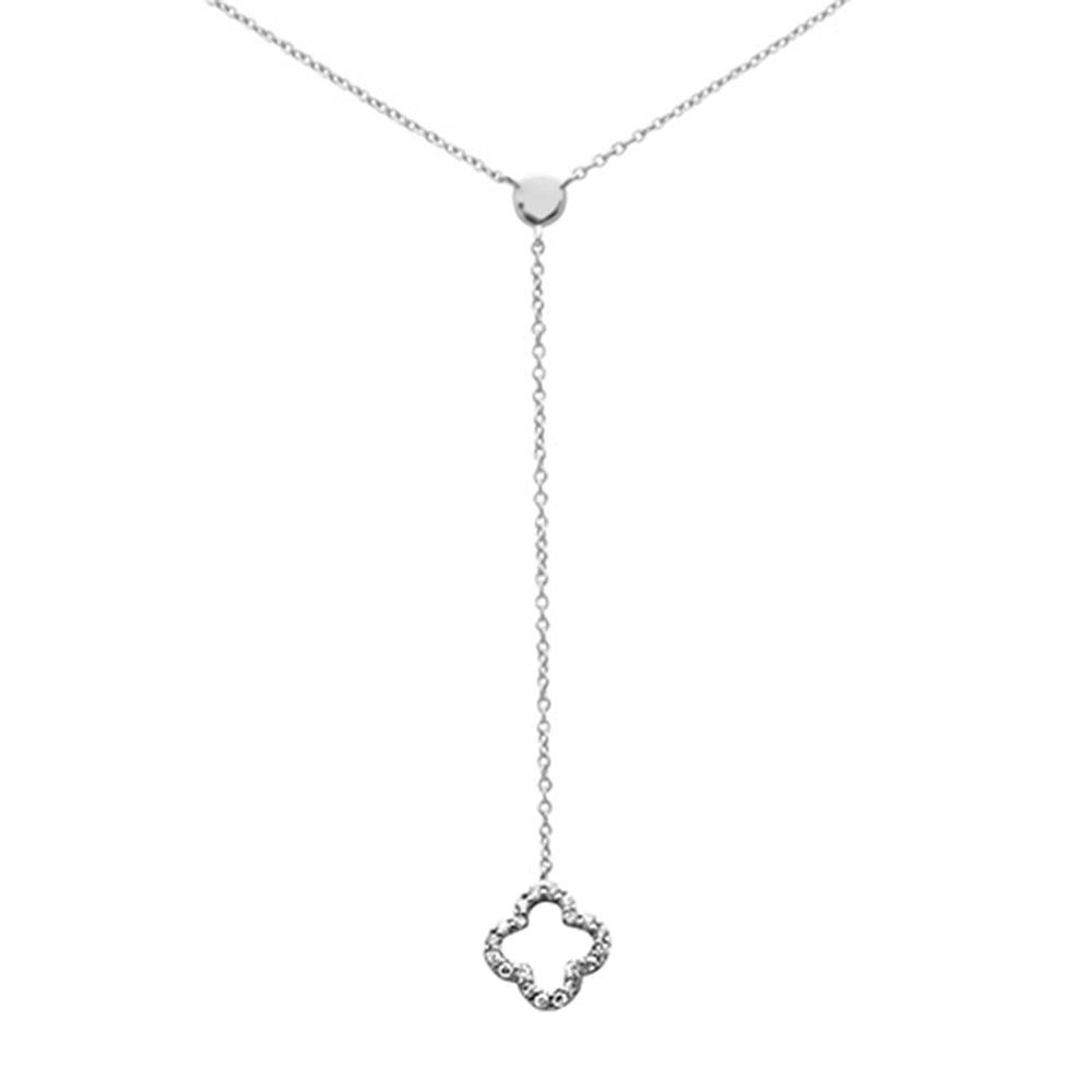 ''.09ct G SI 14K White Gold DIAMOND Drop Flower Pendant Necklace 18'''' Long''