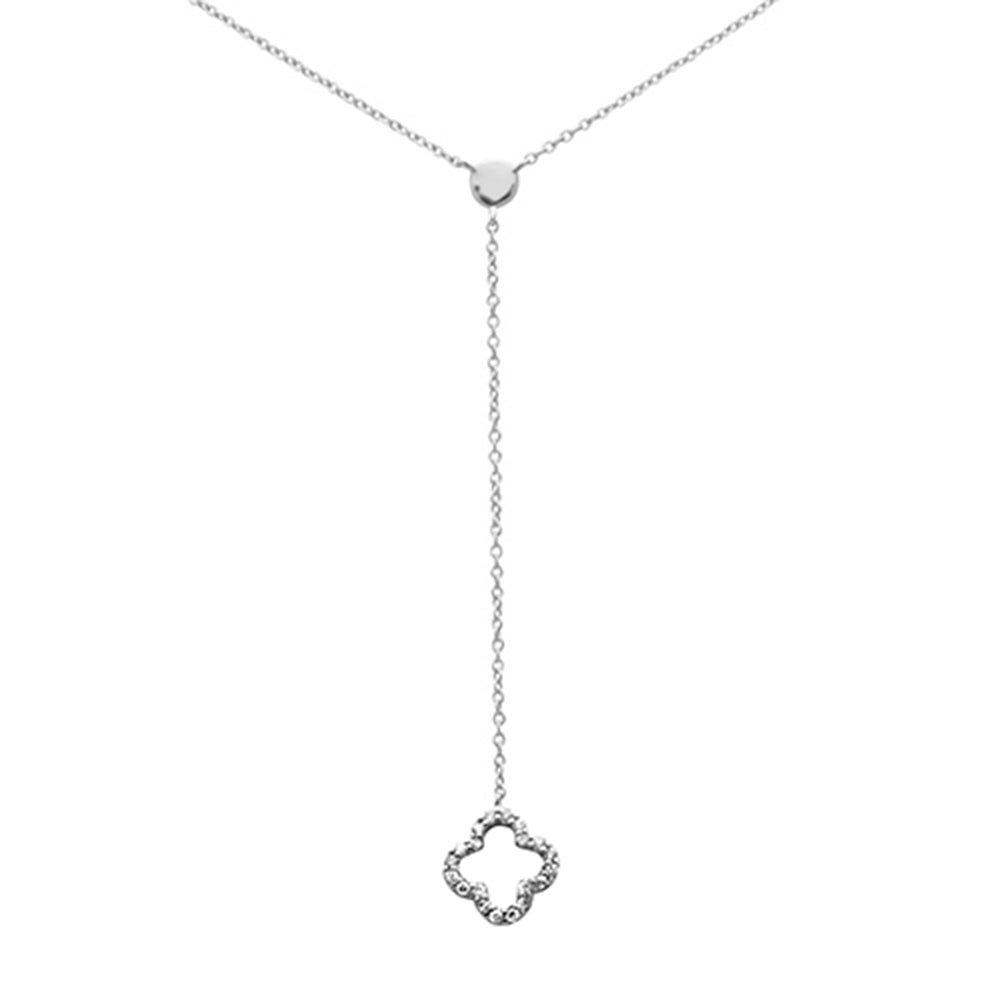 ''.09ct G SI 14K White Gold Diamond Drop Flower PENDANT Necklace 18'''' Long''