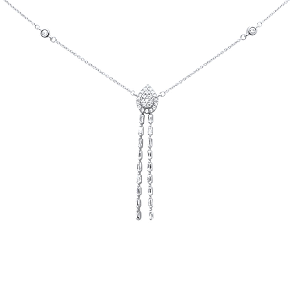 ''SPECIAL!.55ct G SI 14K White Gold Diamond Round & Baguette PENDANT Necklace 16+2'''' Ext Long''