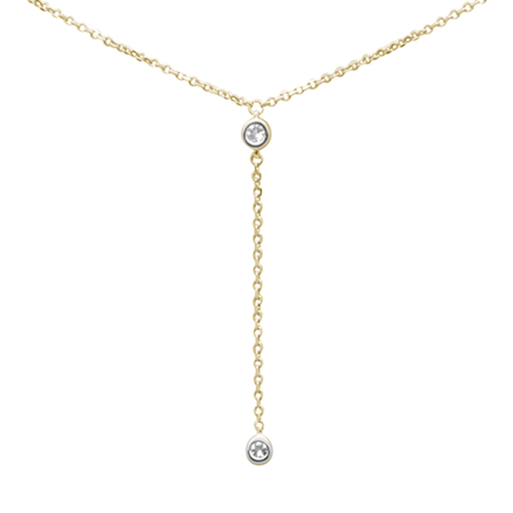 ''.05ct G SI 14K Yellow Gold Diamond AQUAMARINE Gemstone Dangling Pendant Necklace 16'''' +2'''' EXT''