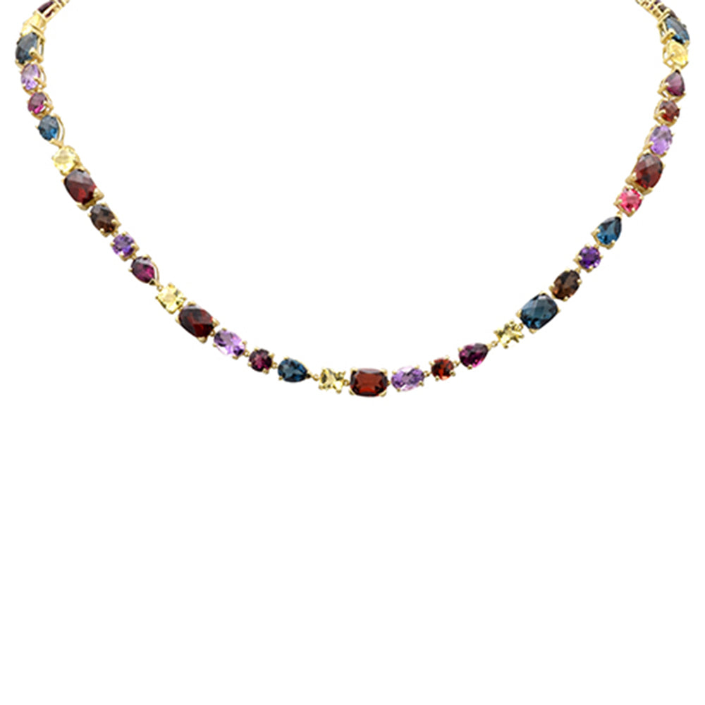 ''SPECIAL! 36.50ct G SI 14K Yellow Gold Diamond Multi Color Gemstones Pendant NECKLACE 16+2'''' EXT''