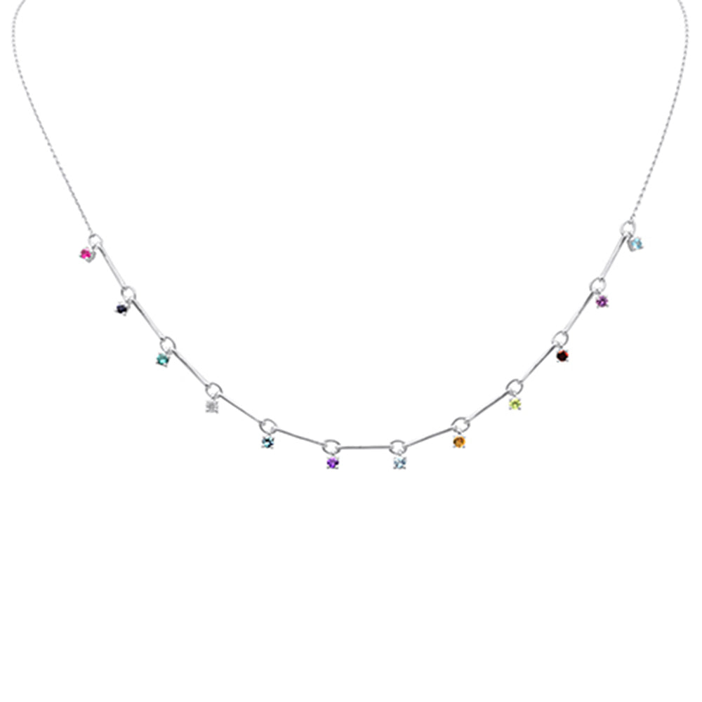 ''SPECIAL! .75ct G SI 14K White GOLD Diamond Multi Color Gemstone Pendant Necklace 16'''' +2'''' EXT''