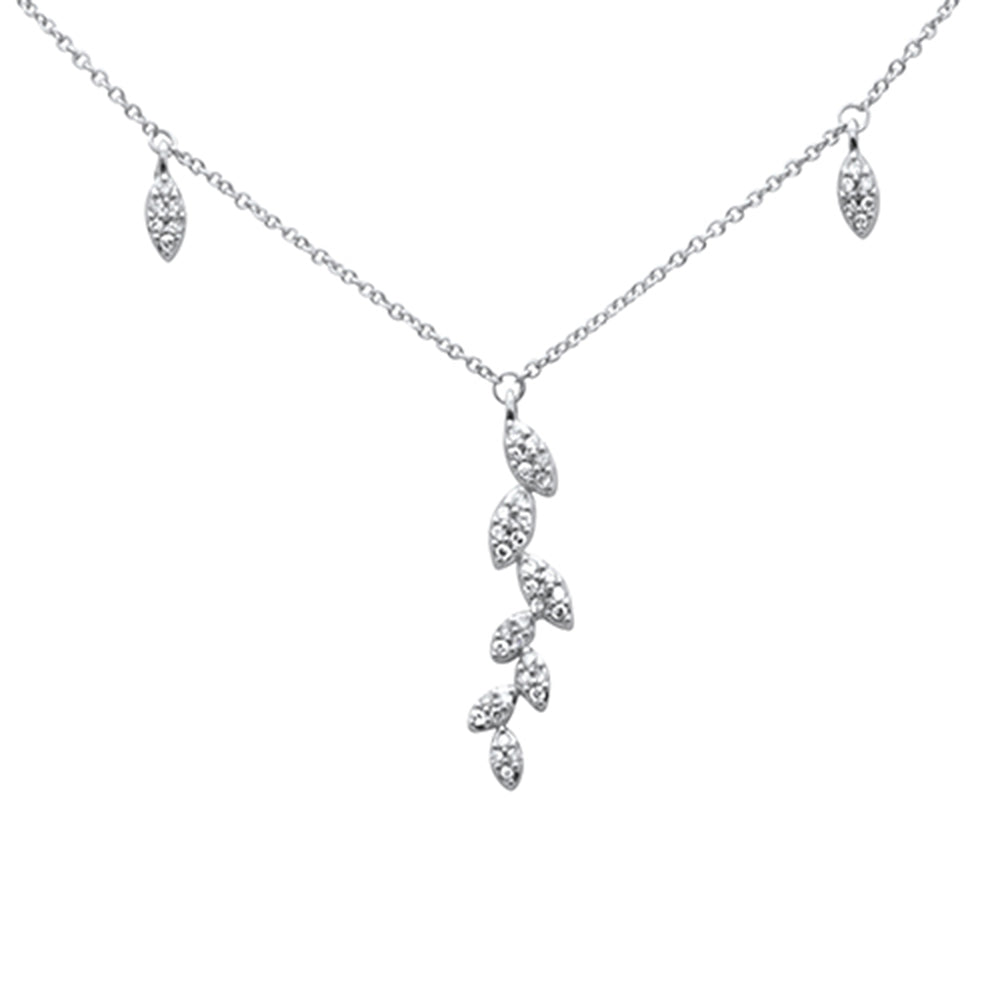 ''SPECIAL! .20ct G SI 14K White Gold DIAMOND Olive Friendship Pendant Necklace 16'''' +2'''' EXT''