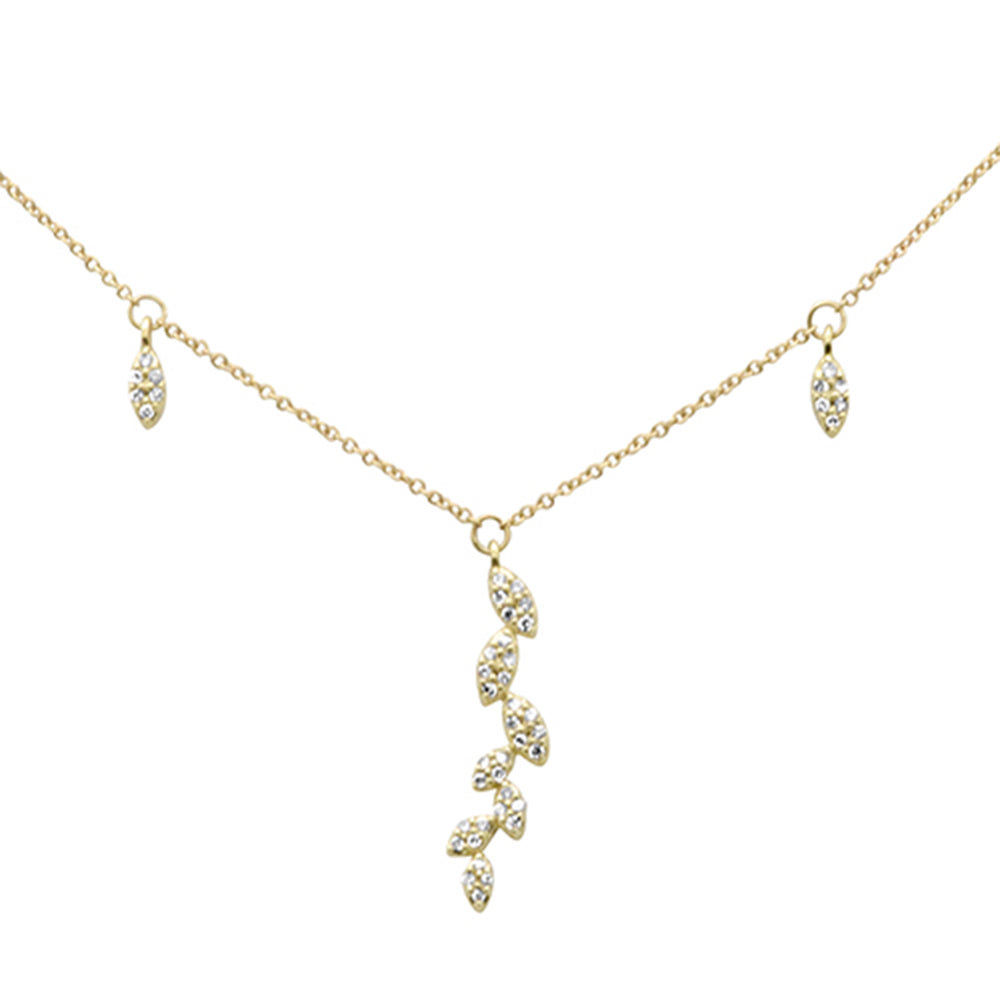 ''SPECIAL! .20ct G SI 14K Yellow GOLD Diamond Olive Branch Pendant Necklace 16'''' +2'''' EXT''