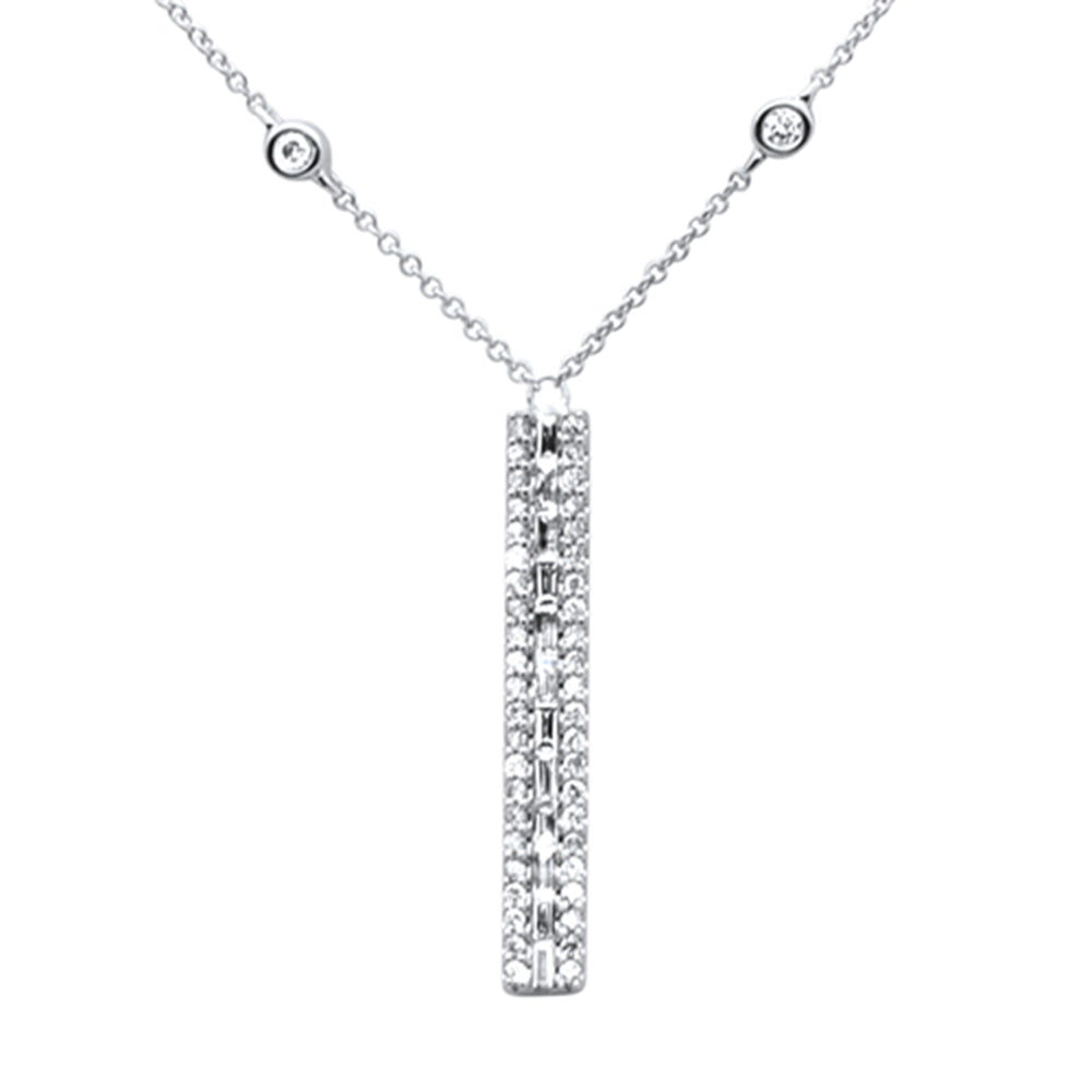 ''SPECIAL!  .46ct G SI 14K White Gold DIAMOND Bar Pendant Necklace 14'''' +2'''' EXT''