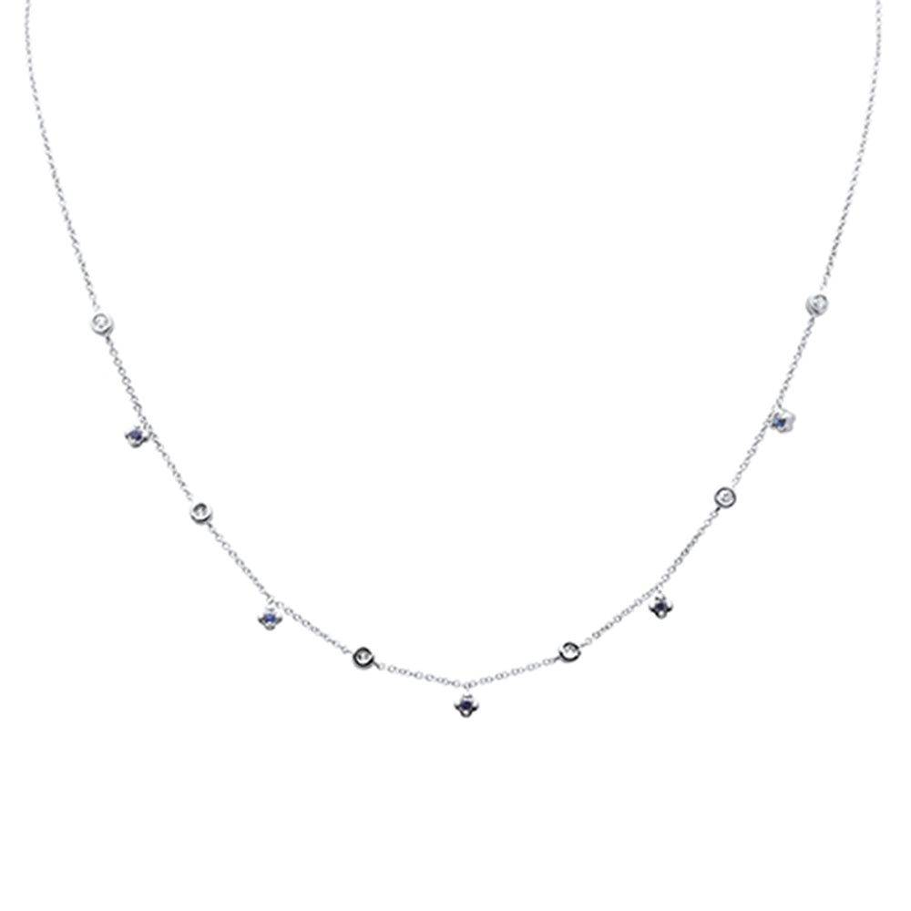 ''SPECIAL! .36ct G SI 14K White Gold Diamond & Blue Sapphire Pendant NECKLACE 16'''' +2'''' EXT''