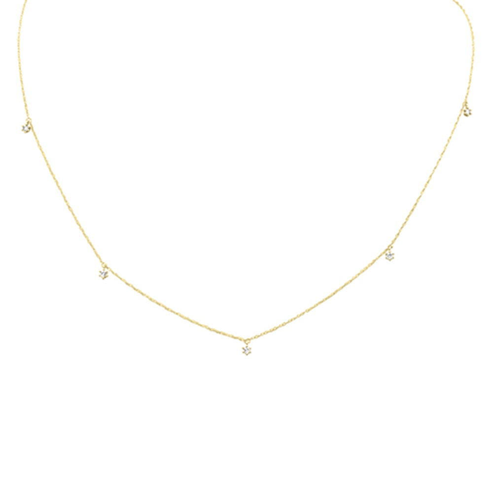 ''.18ct G SI 14K Yellow Gold Diamond Dangling PENDANT Necklace 18'''' Long''